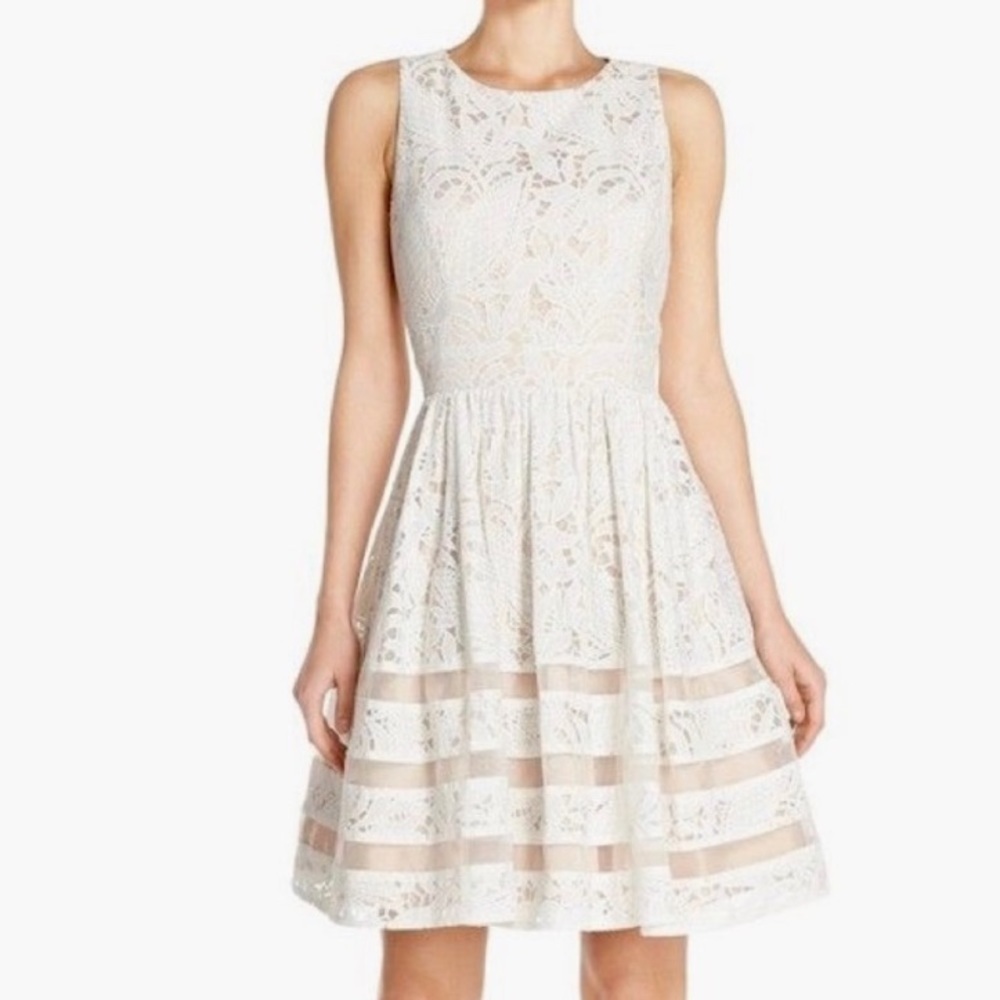 Eliza J Sleeveless Fit And Flare Embroidered Dress Size 4